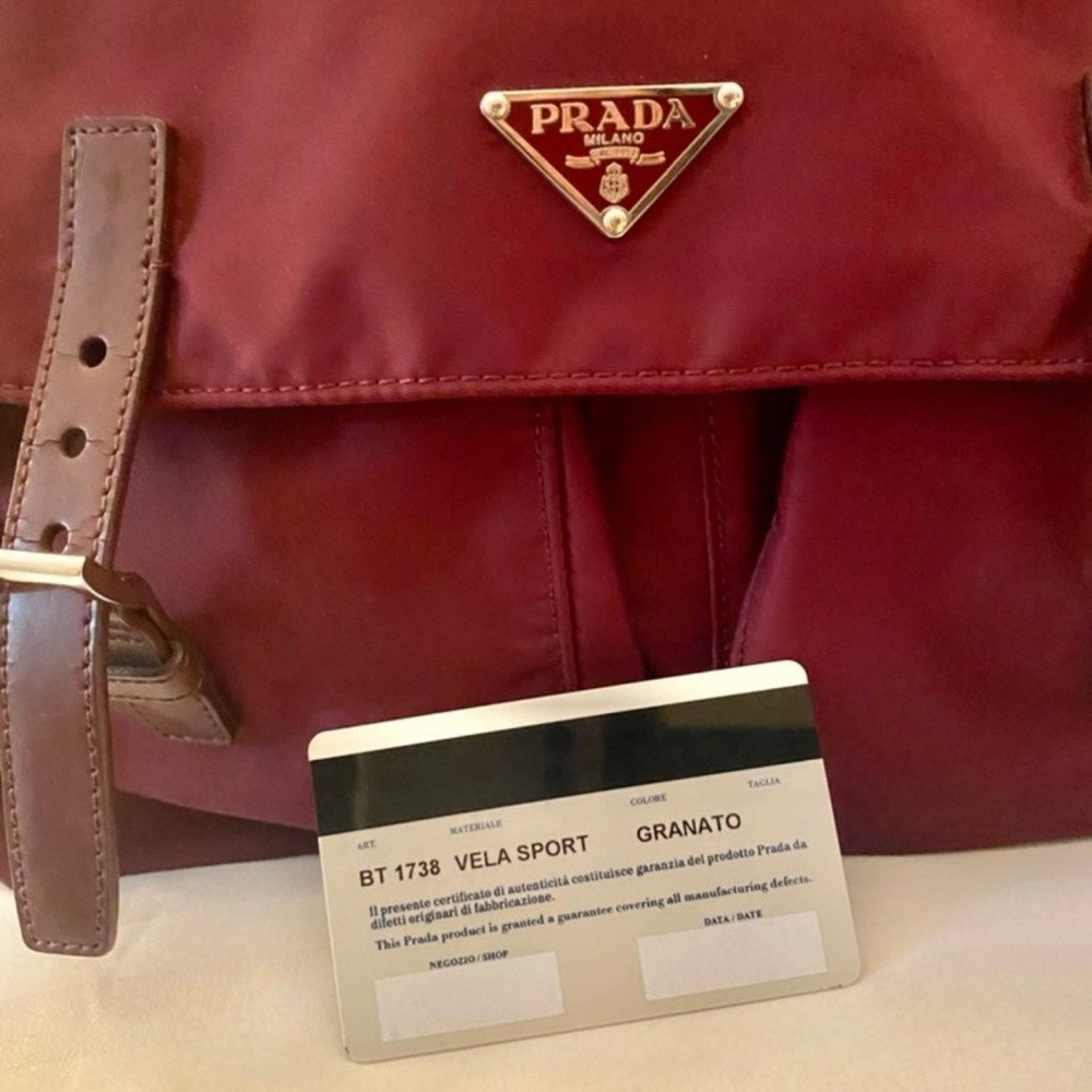 PRADA BT1738 VELA SPORT Nylon Messenger bag Granato with original dustbag &card - Picture 3 of 12
